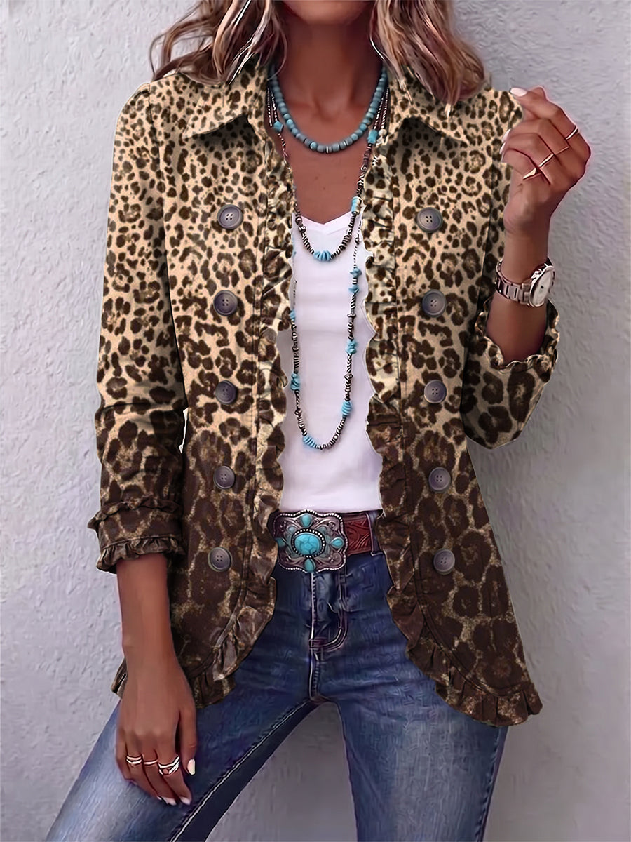 Navara | Chaqueta de leopardo con volantes