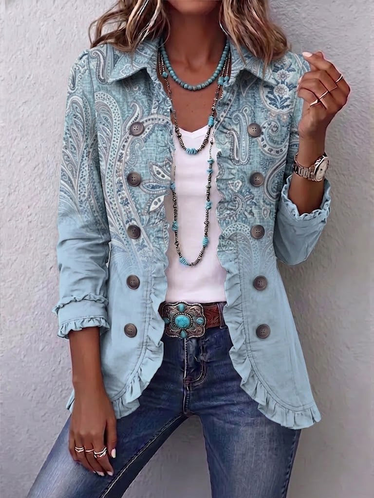 Estrella | Chaqueta vintage con volantes y estampado paisley