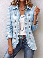 Charlene | Chaqueta de cuadros con volantes y botones
