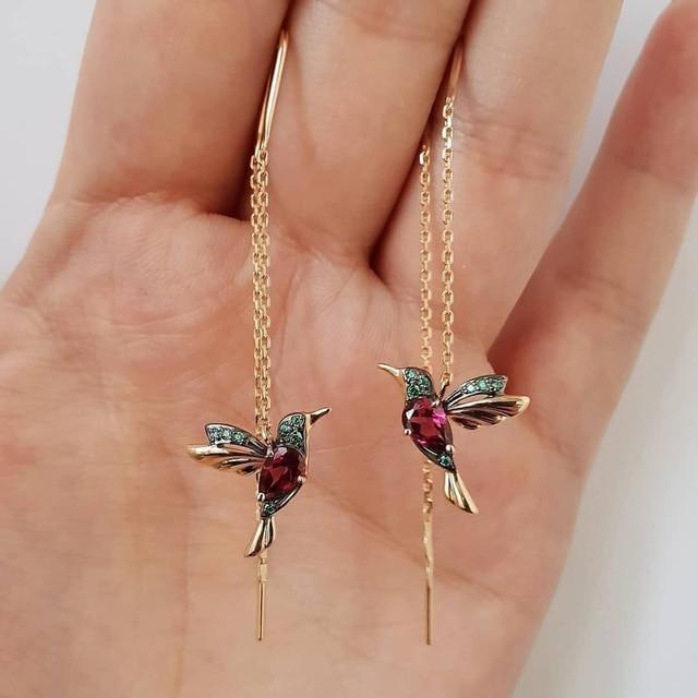 Pendientes Kolibri con esmalte y circonitas