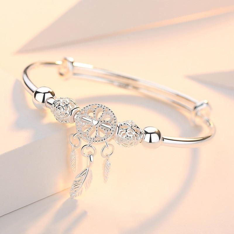 Pulsera atrapasueños ajustable en tono plateado
