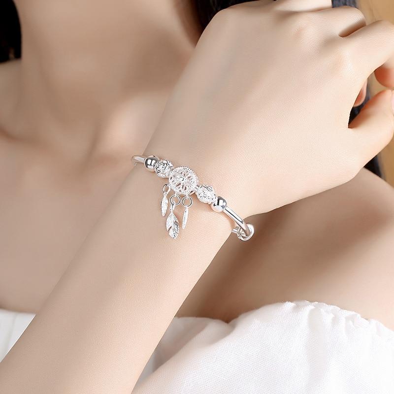 Pulsera atrapasueños ajustable en tono plateado