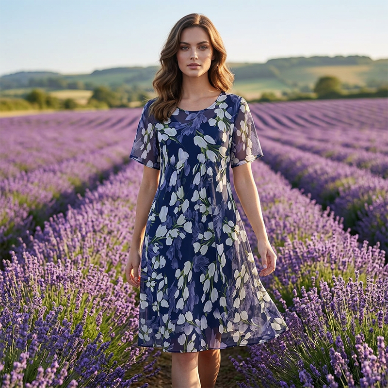Tamsin | Vestido elegante de línea A con estampado floral