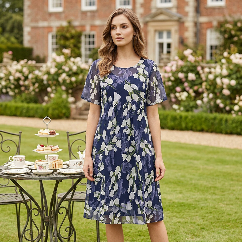 Tamsin | Vestido elegante de línea A con estampado floral