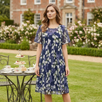 Tamsin | Vestido elegante de línea A con estampado floral