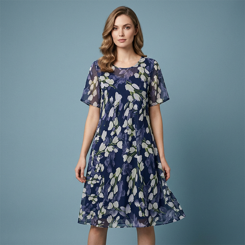 Tamsin | Vestido elegante de línea A con estampado floral