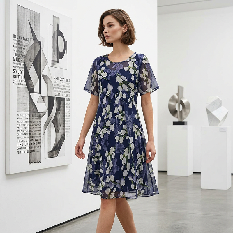Tamsin | Vestido elegante de línea A con estampado floral