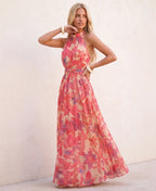 Elodie | Vestido largo fluido con estampado floral