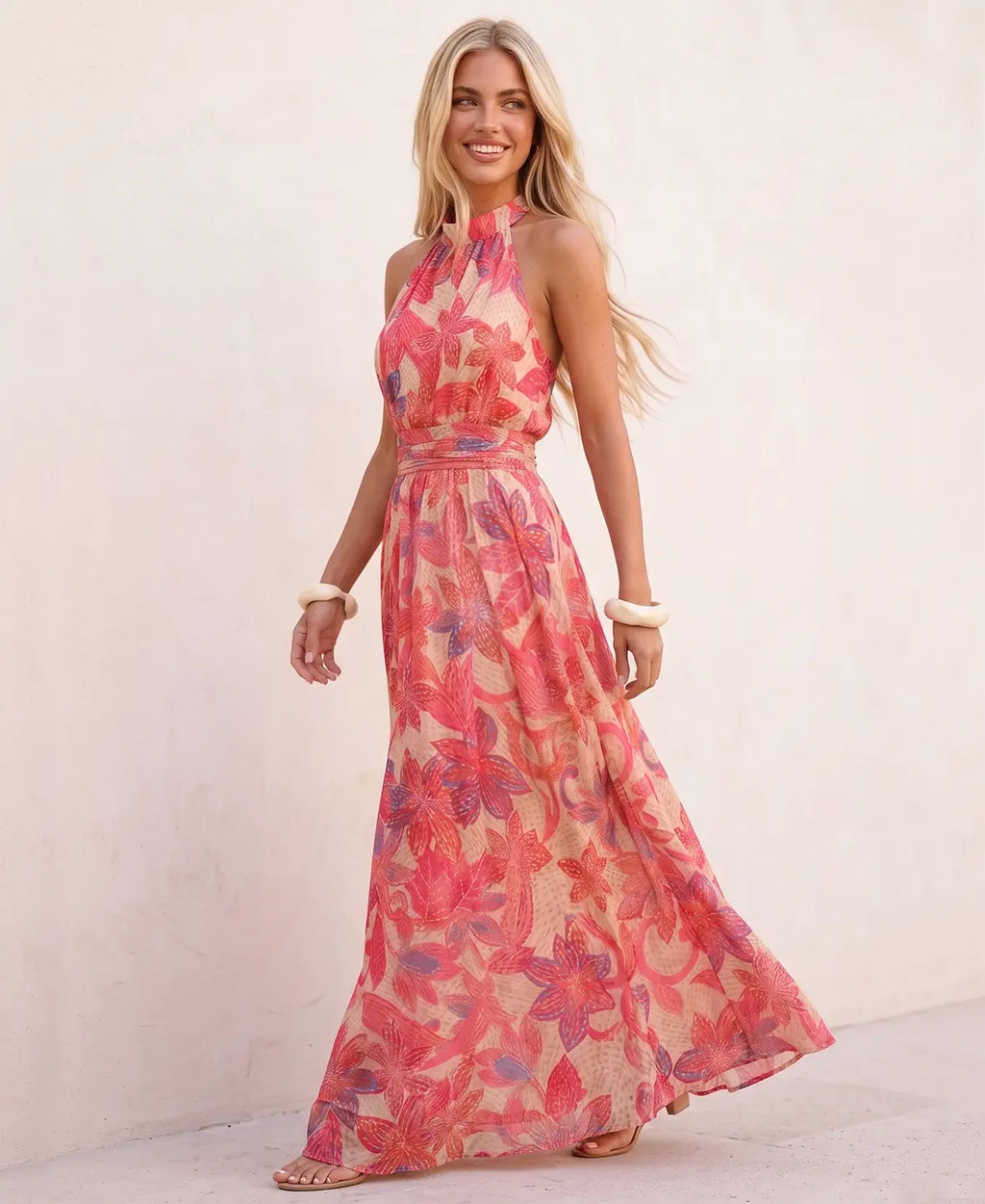 Elodie | Vestido largo fluido con estampado floral
