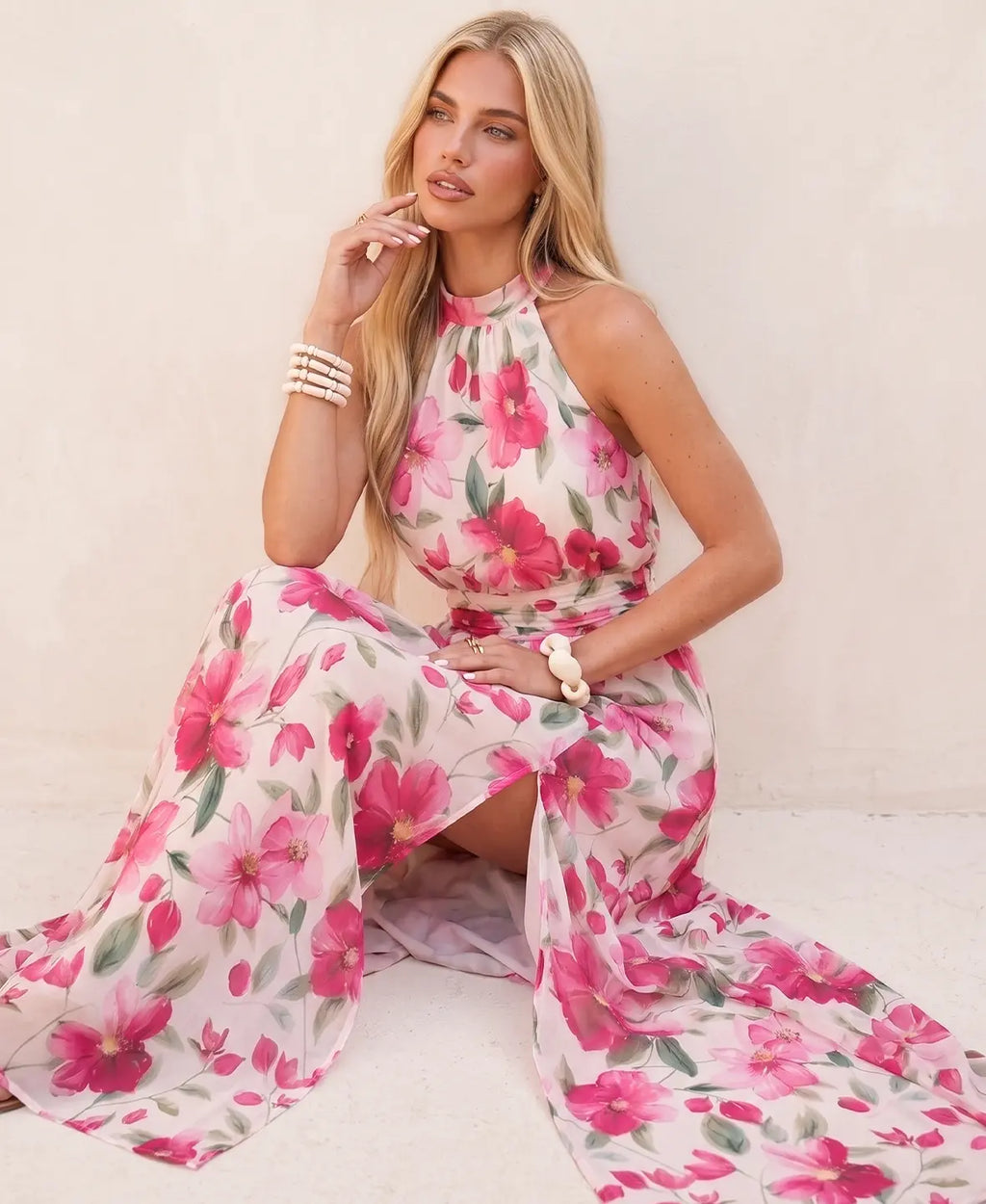 Elodie | Vestido largo fluido con estampado floral
