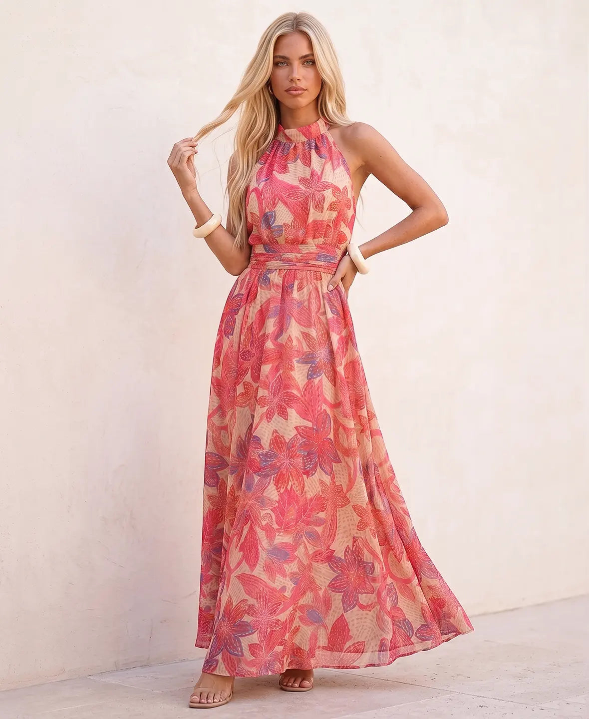 Elodie | Vestido largo fluido con estampado floral