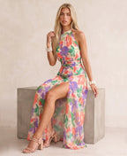 Elodie | Vestido largo fluido con estampado floral