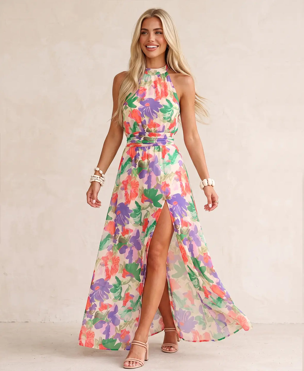 Elodie | Vestido largo fluido con estampado floral