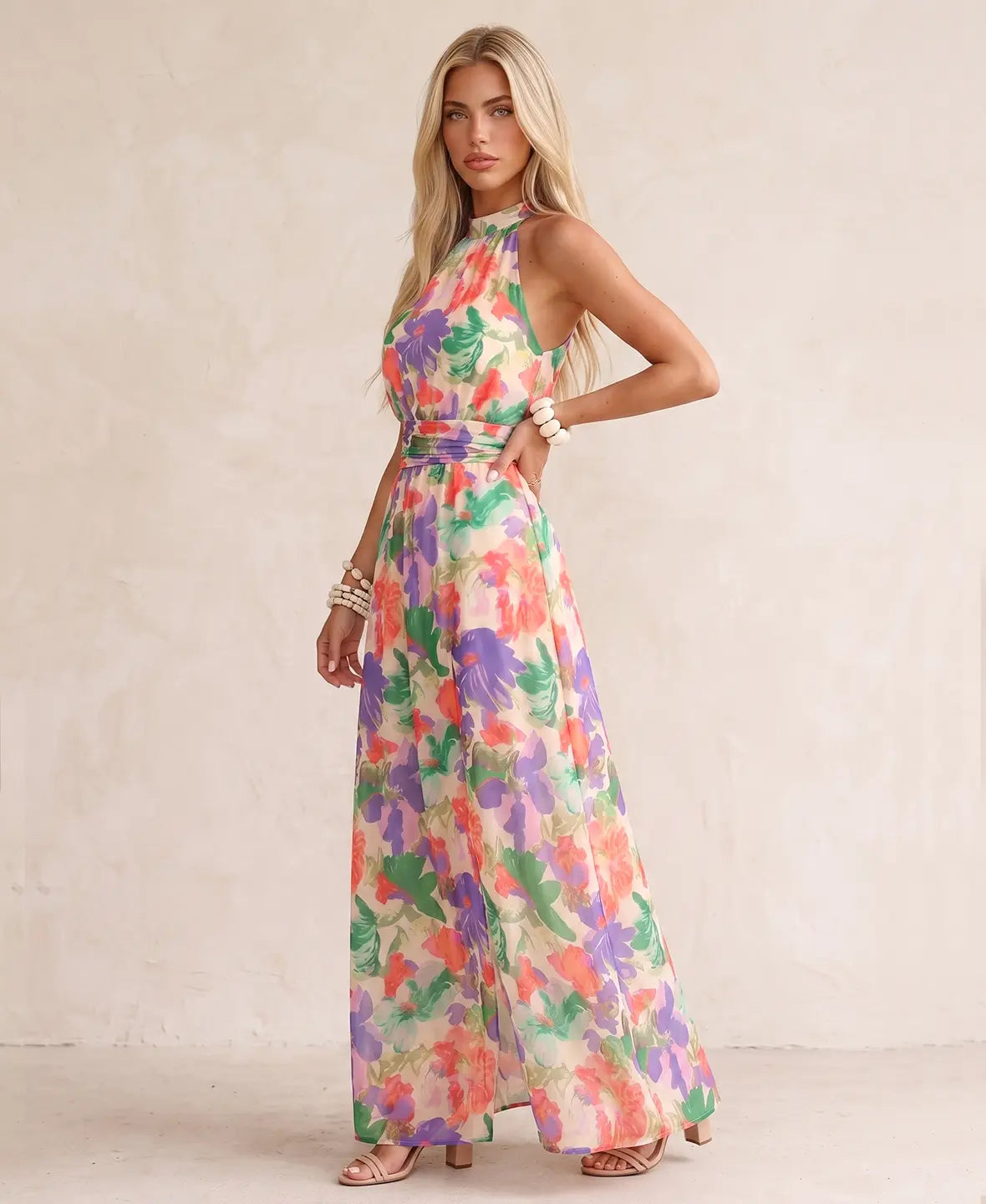 Elodie | Vestido largo fluido con estampado floral