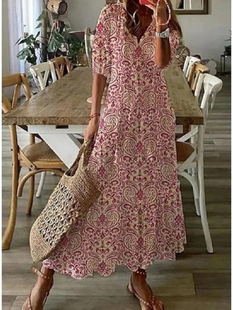 Mabel | Vestido estampado con escote en pico