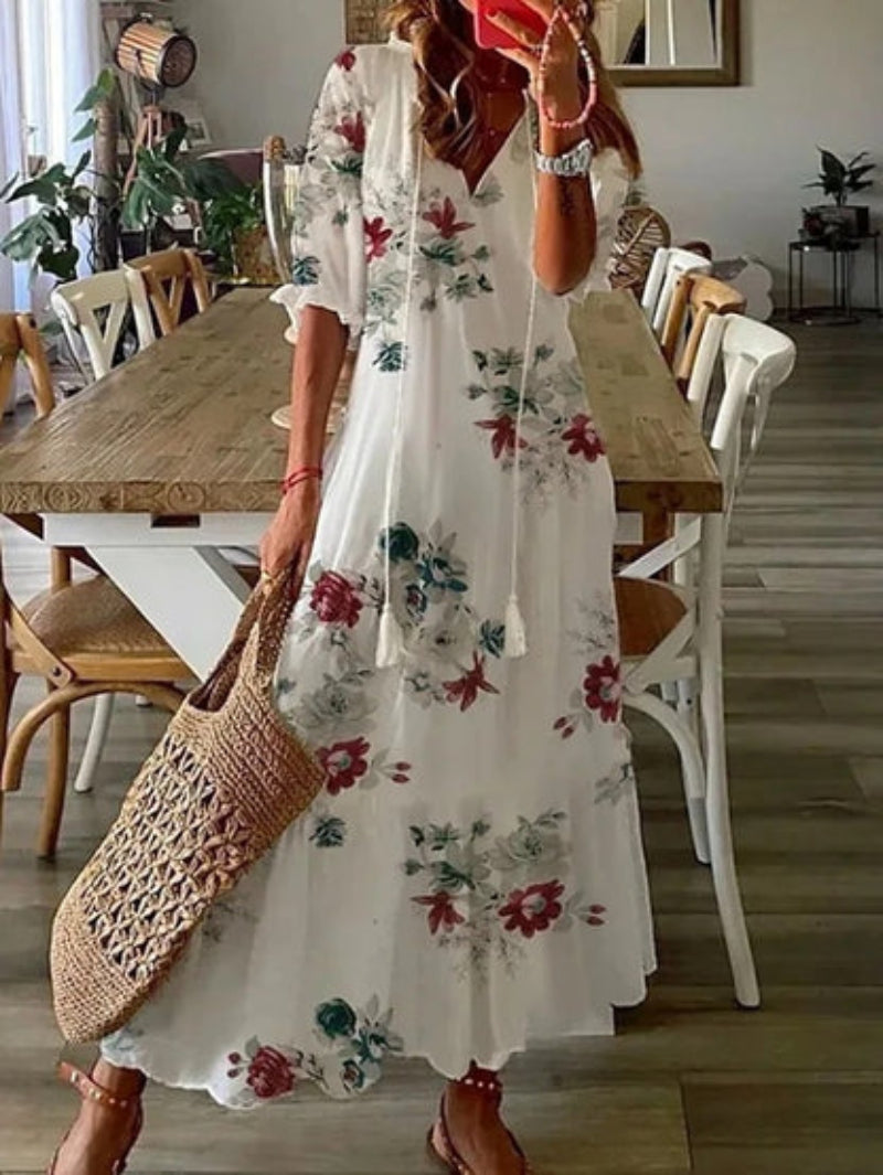 Mabel | Vestido estampado con escote en pico